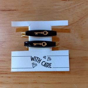 WITH CARE Vintage Black Key Barrette Set NEW in ORIGINAL BOX